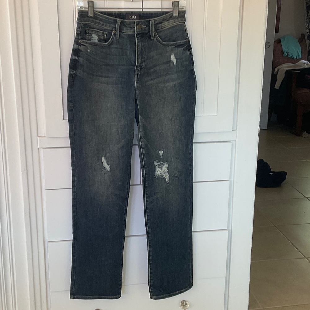NYDJ Women's Straight Leg Jeans in Dark Blue
